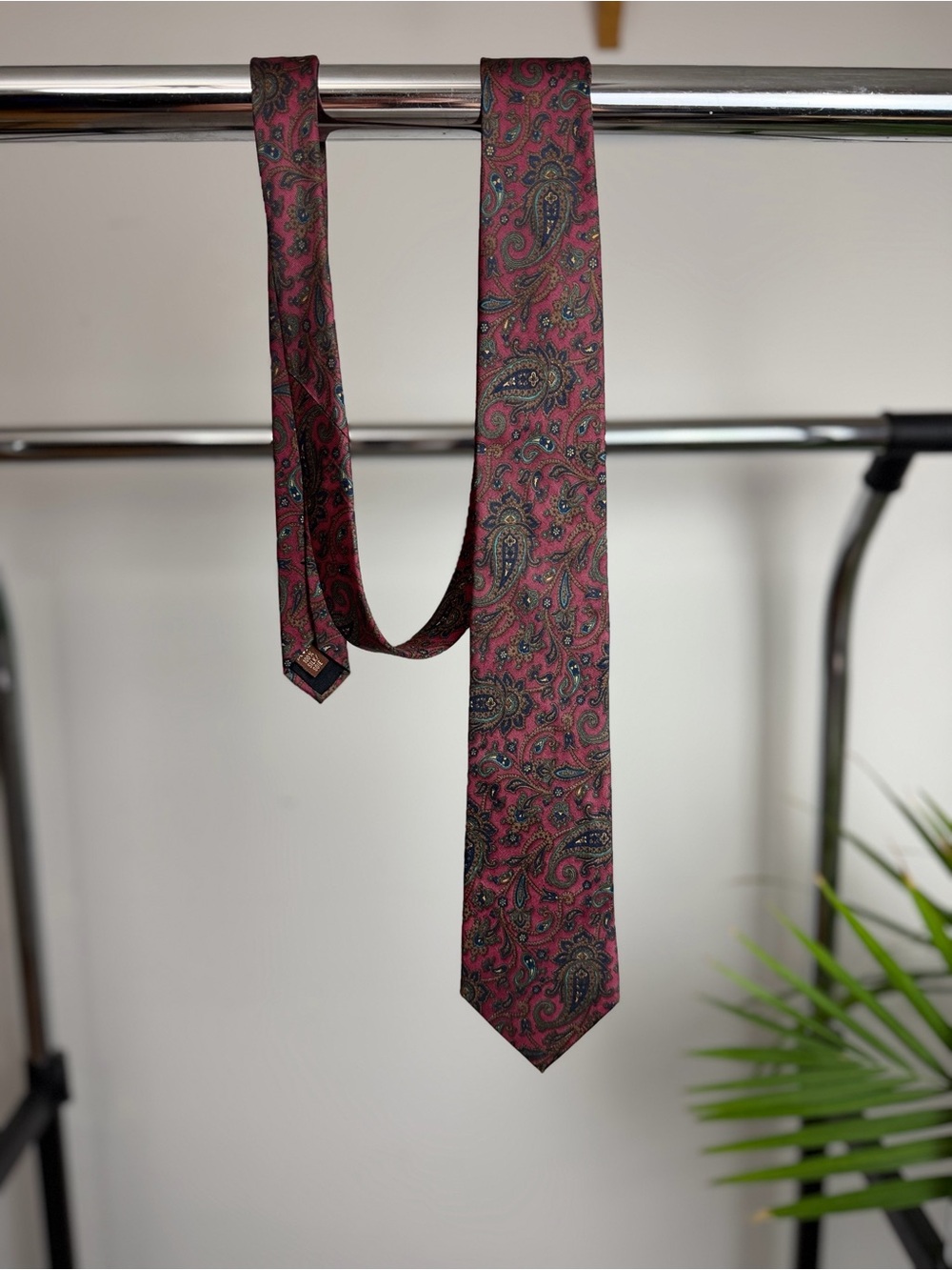 Vintage Givenchy 100% Silk Paisley Tie Made in Italy Burgundy Luxury Necktie